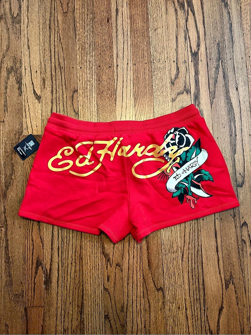 Ed Hardy sweat shorts Graphic in Red Size Large NWT